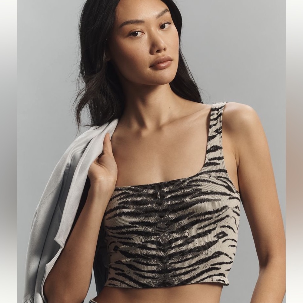 Anthropologie The Hannah Seamless Textured Tank Tiger Print Edition NWT XXS/XS